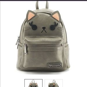 Loungefly Grey Cat Mini Faux Leather Backpack